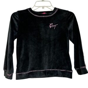 2/$15‎ Betsey Johnson Black Velvet Sequin Sleeve Pullover Sweatshirt Size 7/8